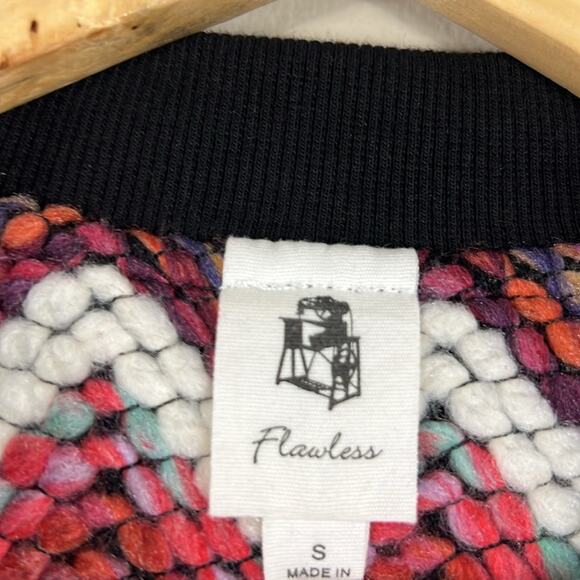 Vici Bomber Jacket Womens S Multicolor Chevron Textured Knit Boho Retro Indie - Picture 6 of 7